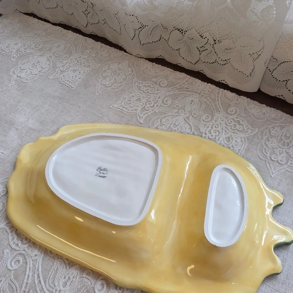 Bella Casa by GANZ Corn Serving Platter, Salt Pepper Set Yellow Green Ceramic 3D